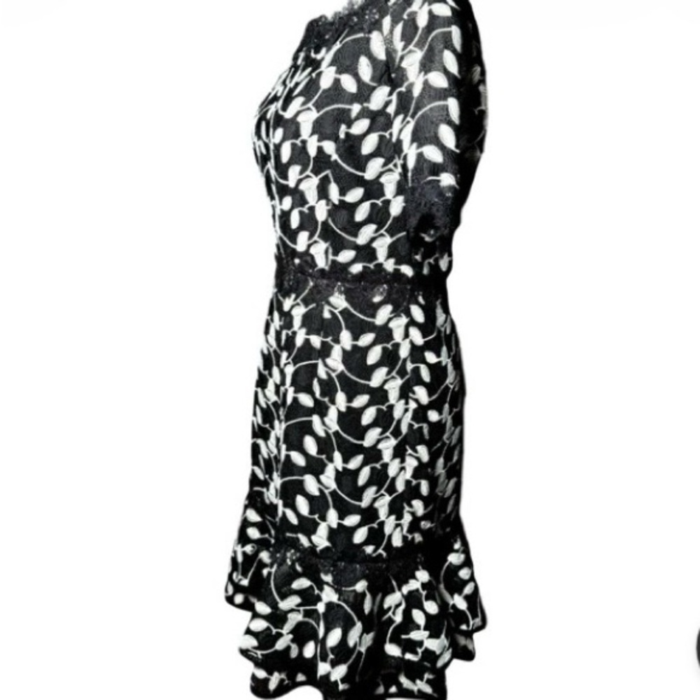 Shani Elegant Black White Lace Dress, Size 12, Knee Length, Fully Lined. - Picture 7 of 16